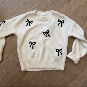 Abercrombie Kids White Sweater with Black Bow Details